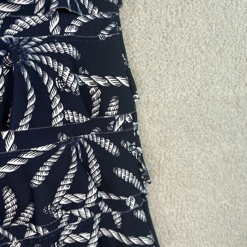 Lulu B Mini Shift Ruffle Hem Dress Sleeveless Stretch Navy Blue  Palm Print Sz S - Picture 5 of 7